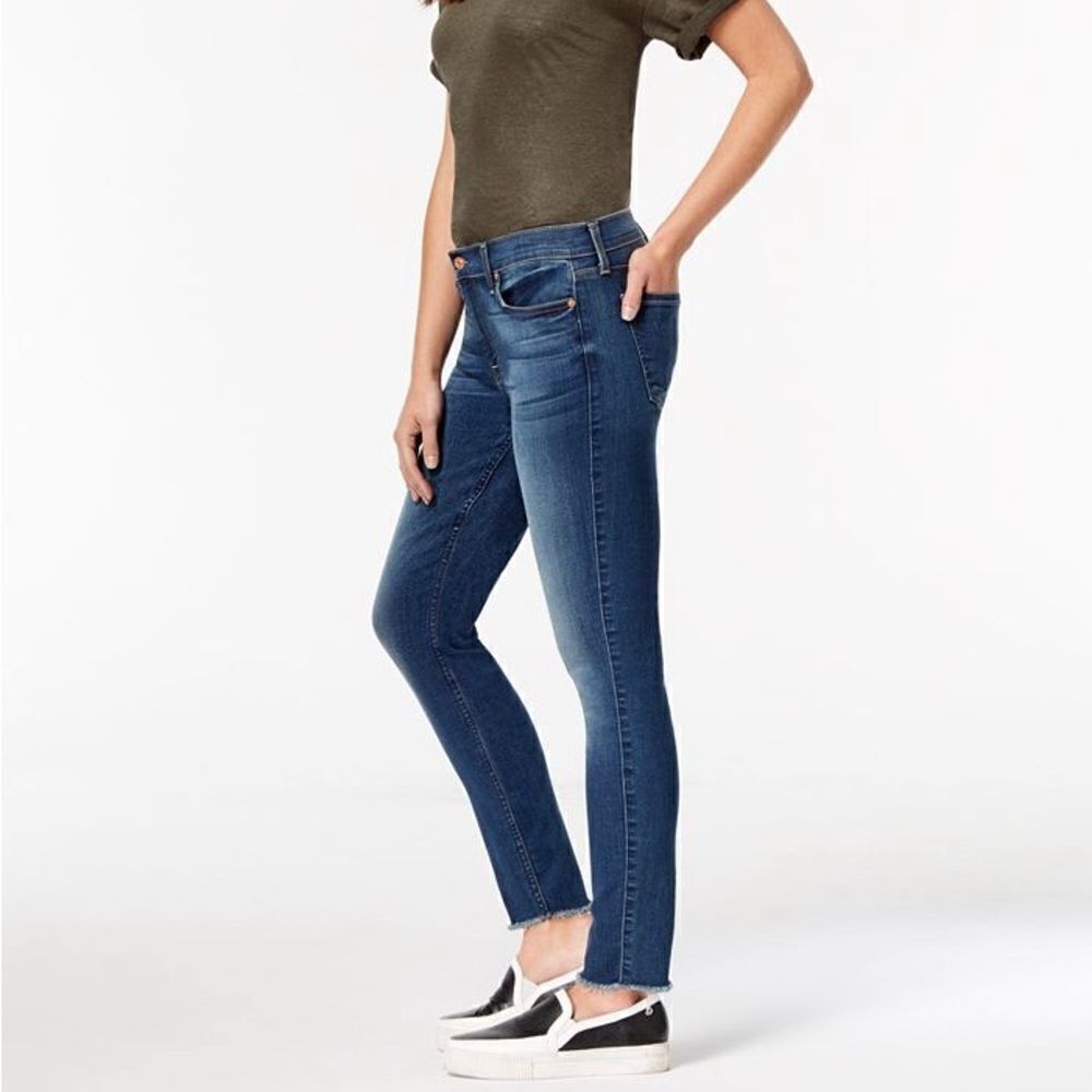 7 For All Mankind Frayed-Hem Ankle Skinny Jeans
